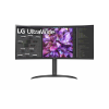 LG 34WQ75C-Bの黒基調デザインと湾曲34インチモニター正面画像